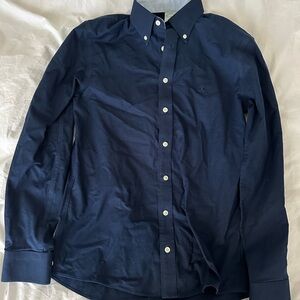 Brooks Brothers Navy Blue Slim Fit Button-Down Shirt Size S